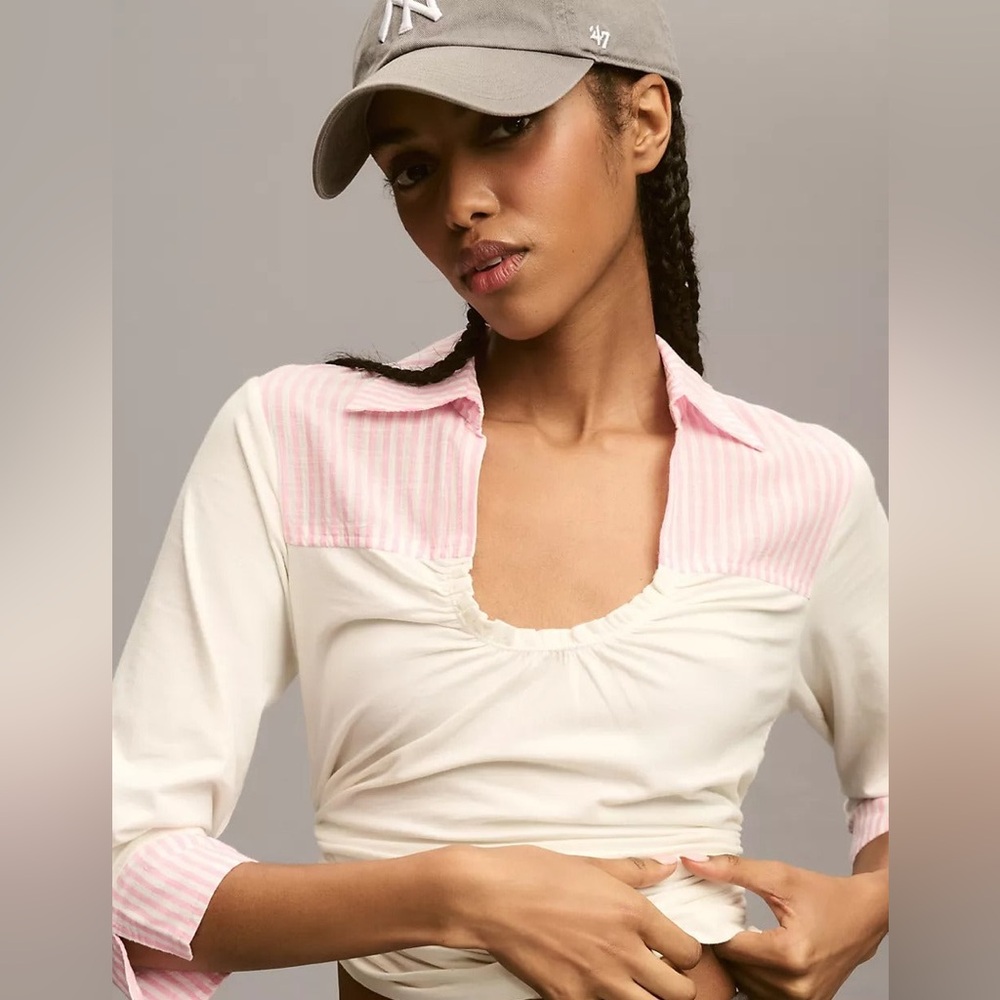 Maeve Collared Scoop Neck Top